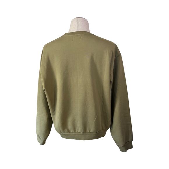 John Elliott Olive Green Crewneck Sweatshirt Fleece Lined Pullover Unisex - Picture 6 of 7